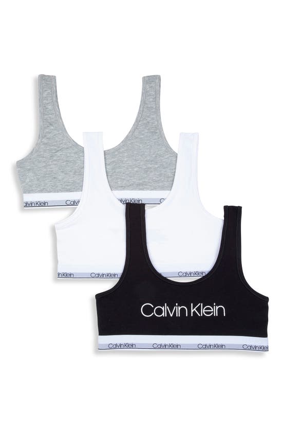 Calvin Klein Kids' Classic Bralette In Black/ White/ Heather Grey
