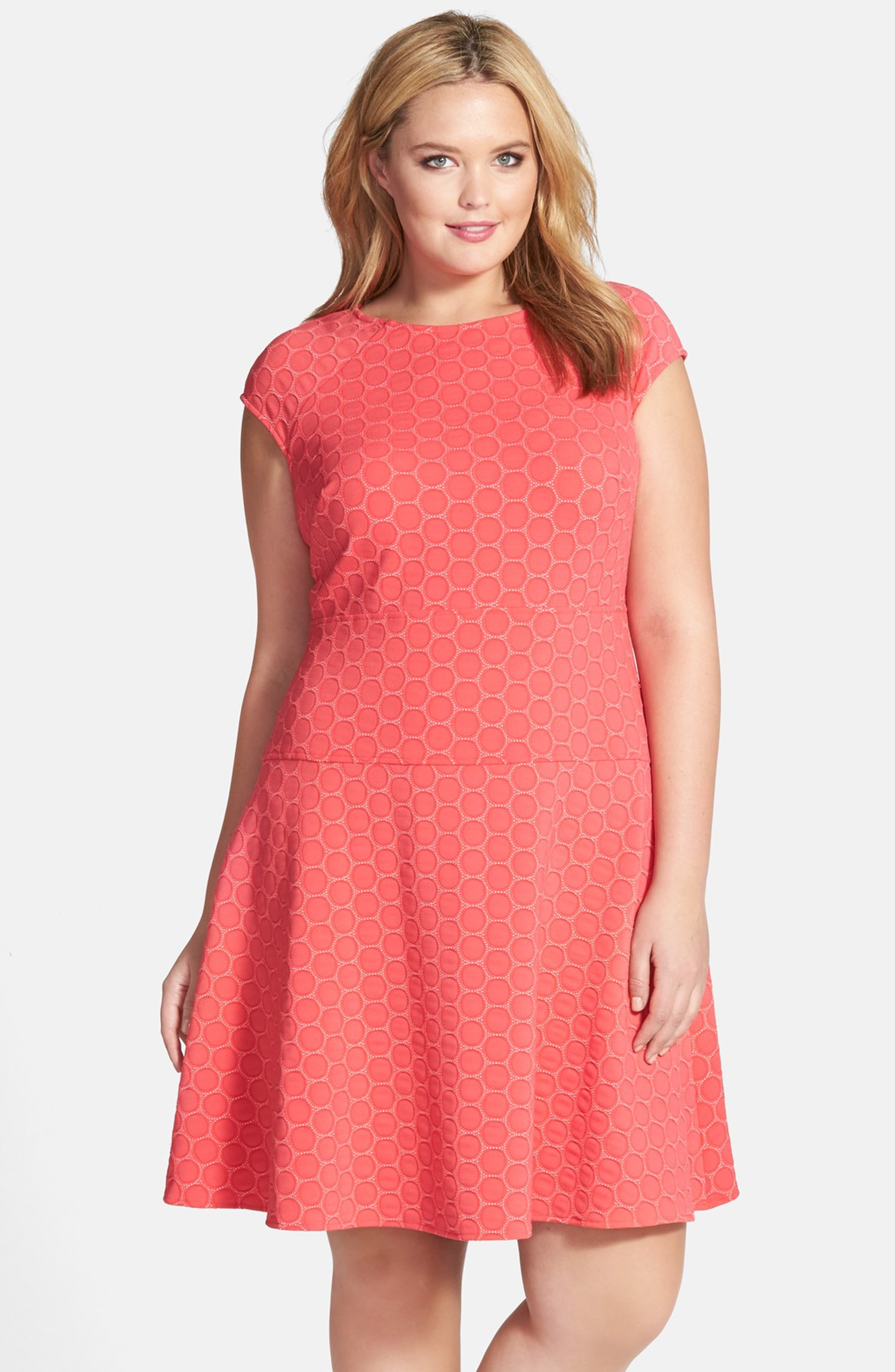 Julia Jordan Circle Jacquard Fit & Flare Dress (Plus Size) | Nordstrom