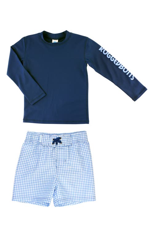RuggedButts Two-Piece Rashguard Swimsuit in Blue at Nordstrom, Size 6-12M