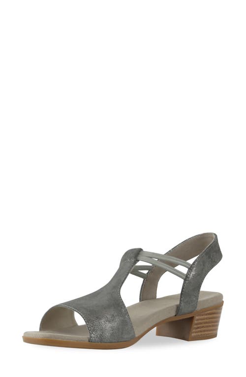 Shop Munro Susan T-strap Sandal In Gunmetal Metallic Suede