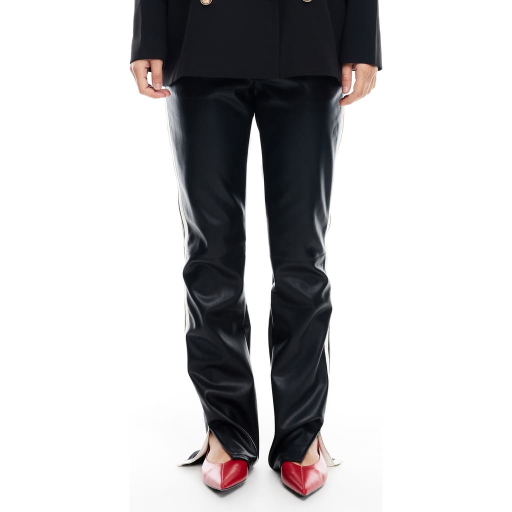 LIONESS LIONESS ACE FAUX LEATHER SLIT HEM PANTS