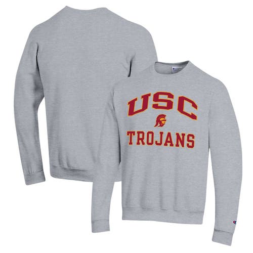 Men's Champion Heather Gray USC Trojans High Motor Pullover Sweatshirt