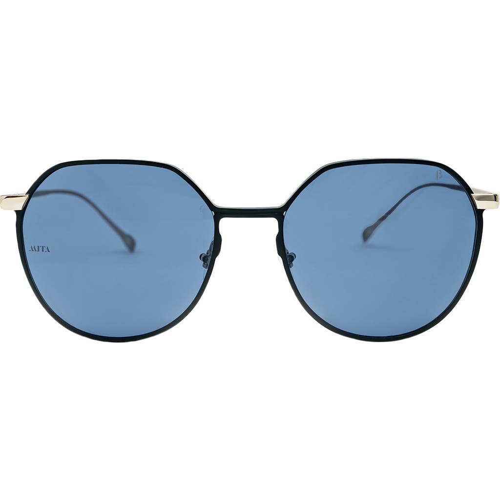 Mita Sustainable Eyewear 53mm Round Sunglasses In Black
