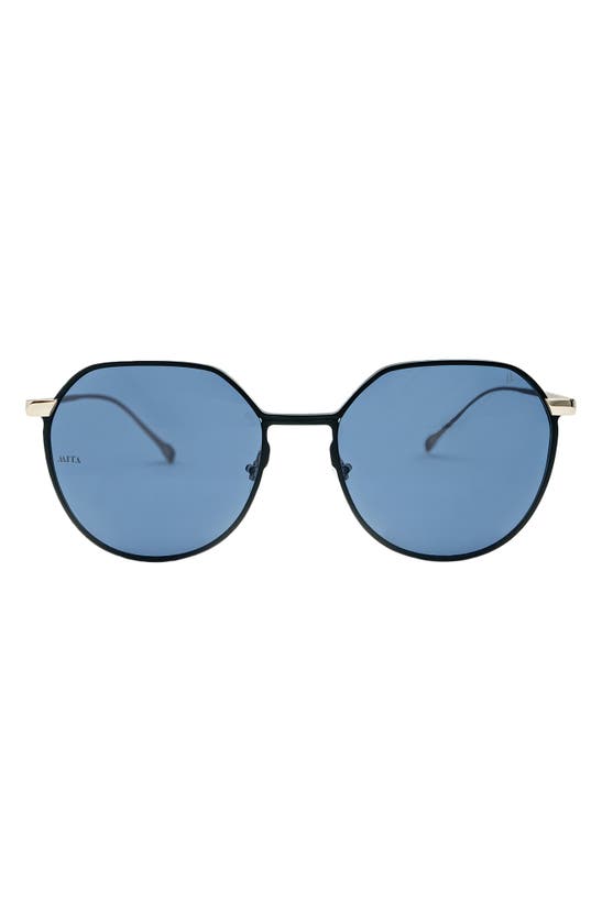Shop Mita Sustainable Eyewear 53mm Round Sunglasses In Black/ Matte Gold