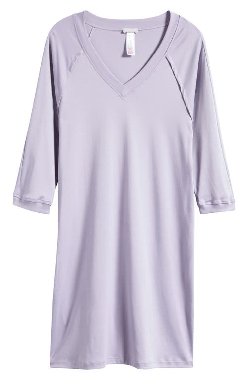 Hanro Pure Essence Raglan Three-quarter Sleeve Cotton Short Gown In Lavender Aura