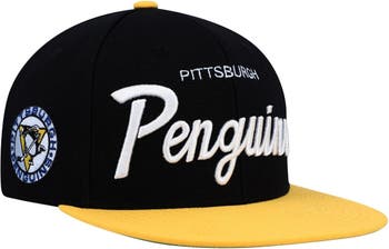 Mitchell & Ness Pittsburgh Penguins Vintage Off-White Snapback Hat, MITCHELL & NESS HATS, CAPS