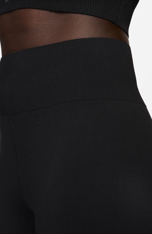 Shop Nike Chill High Waist Knit Flare Leggings In Black/black