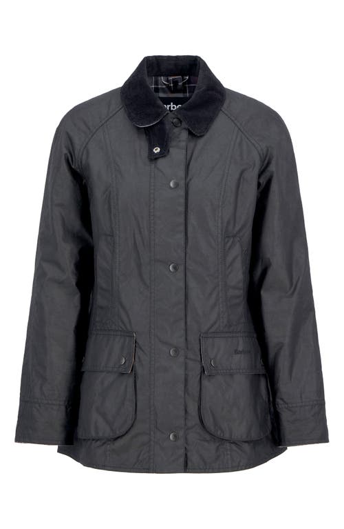 Barbour Beadnell Water Resistant Waxed Cotton Jacket In Black