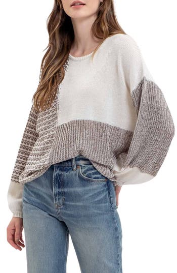 BLU PEPPER BLU PEPPER MARLED COLORBLOCK SWEATER