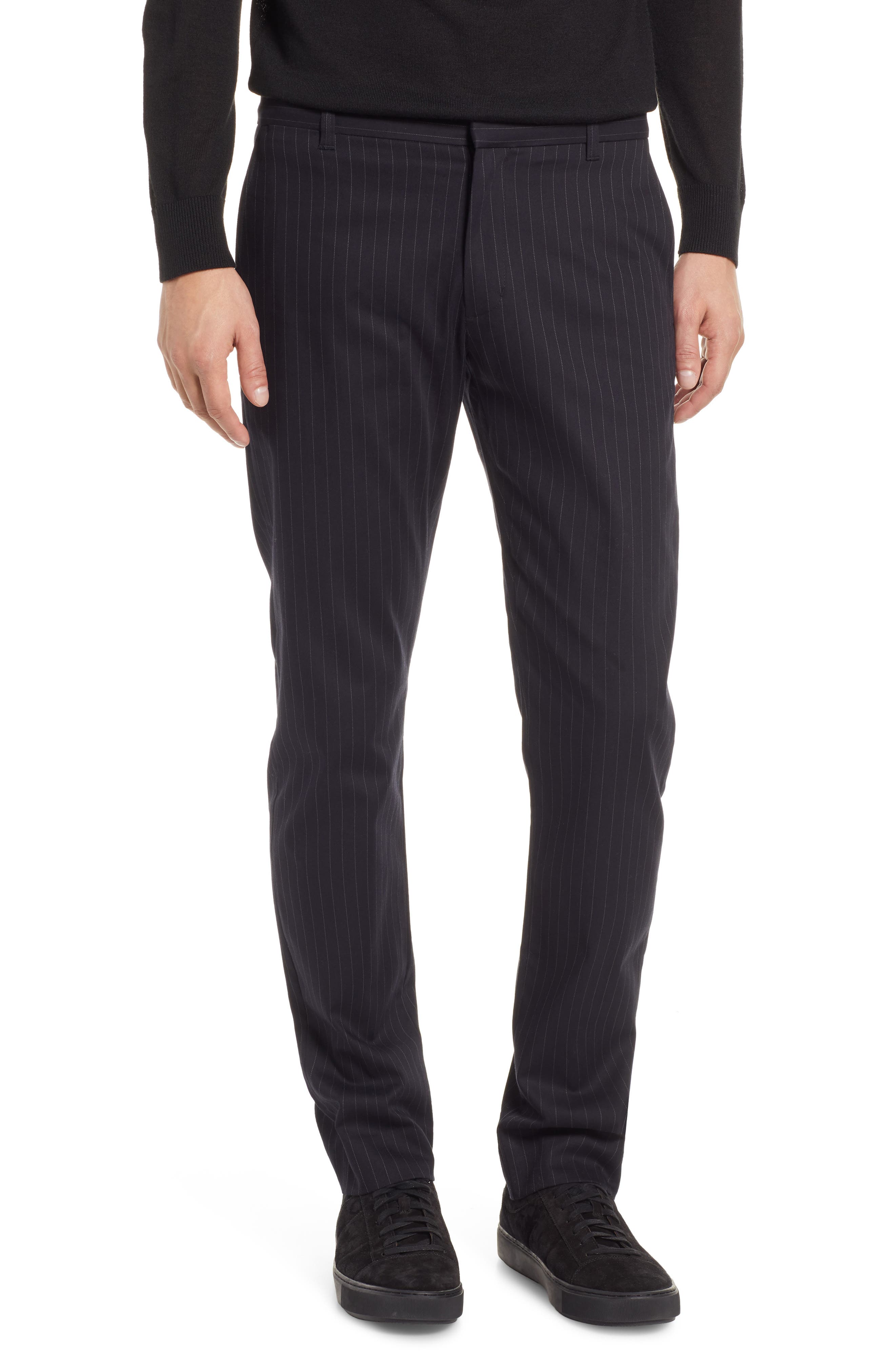 Vince Griffith Classic Pinstripe Pants In Dark Blue2