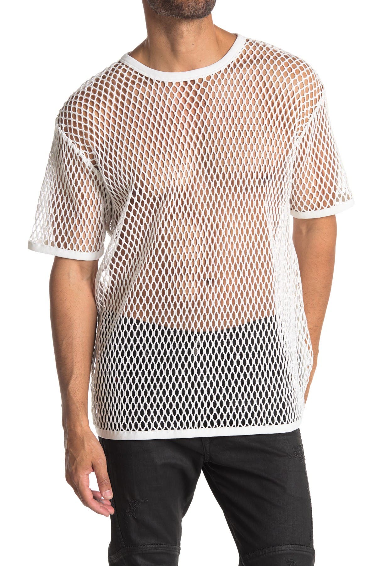 white mesh top short sleeve