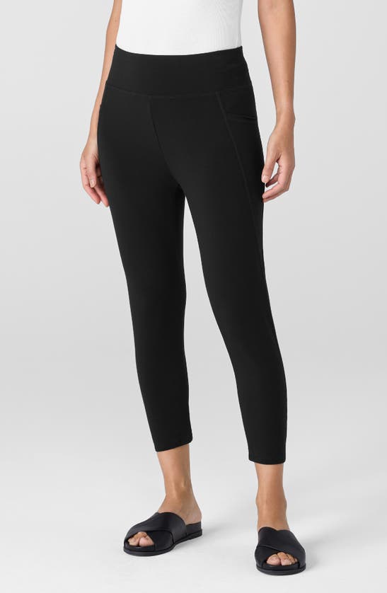 Shop Eileen Fisher Side Pocket Capri Leggings In Black