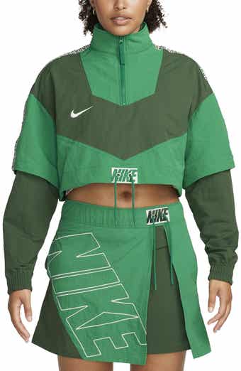 Nike Sportswear Womens M Medium Luxe Faux Fur Jacket Swoosh Full Zip MSRP  $175