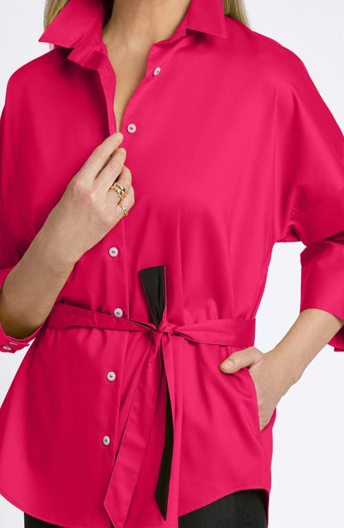 Foxcroft Avery Stretch Button-up Shirt In Ruby Pink