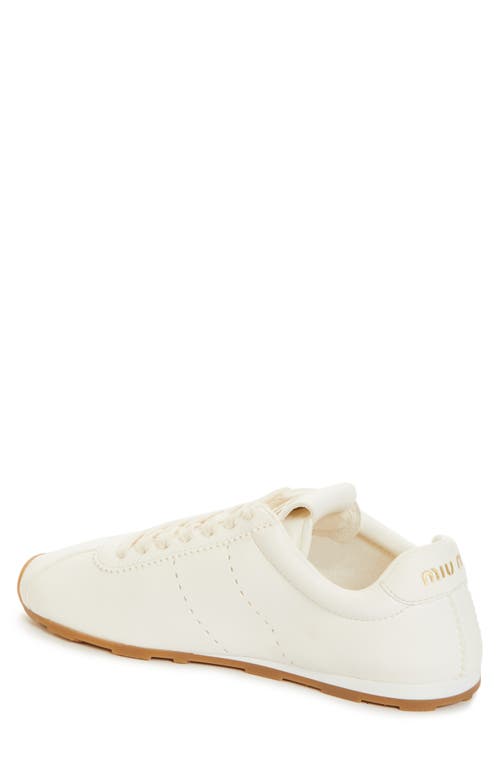 Miu Miu Leather Low Top Sneaker In Avorio