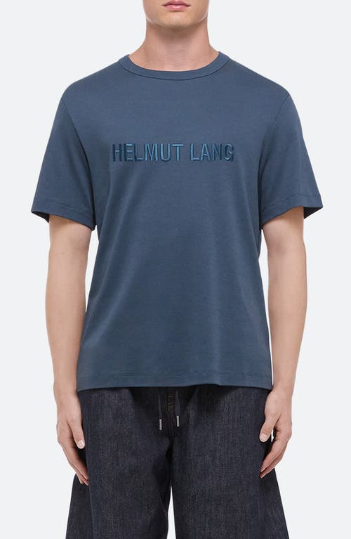 Shop Helmut Lang Tonal Embroidered Logo T-shirt In Deep Sea