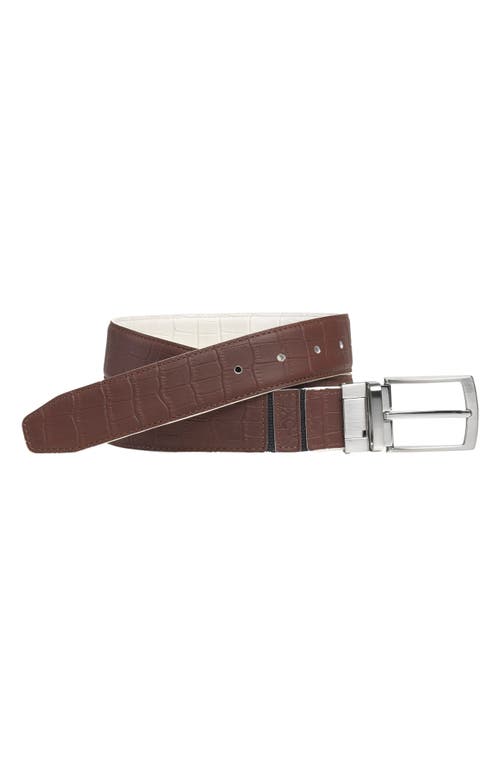 Johnston & Murphy XC4 Reversible Waterproof Leather Golf Belt Mahogany/white at Nordstrom,