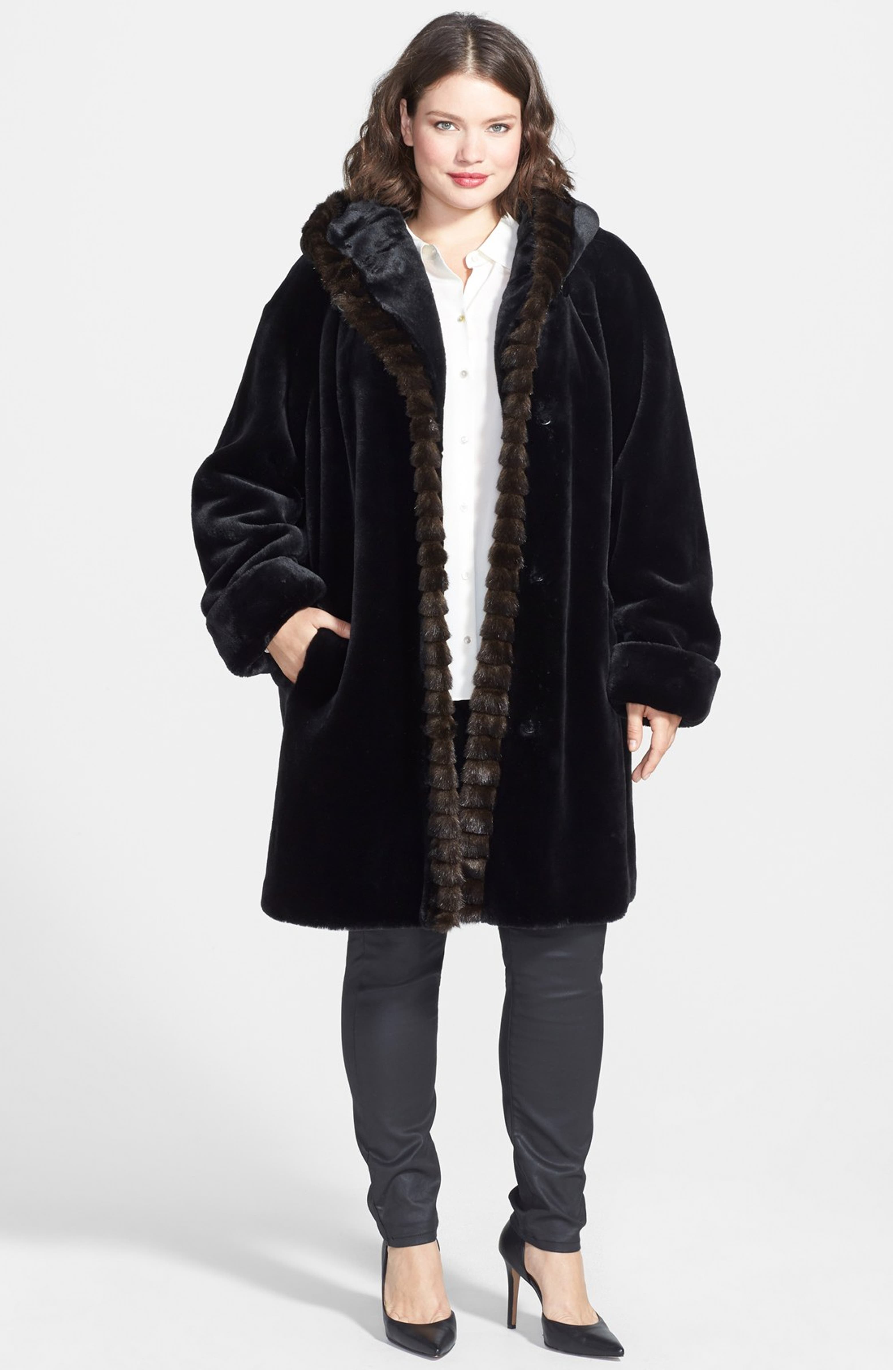Gallery Hooded Faux Fur Coat (Plus Size) | Nordstrom