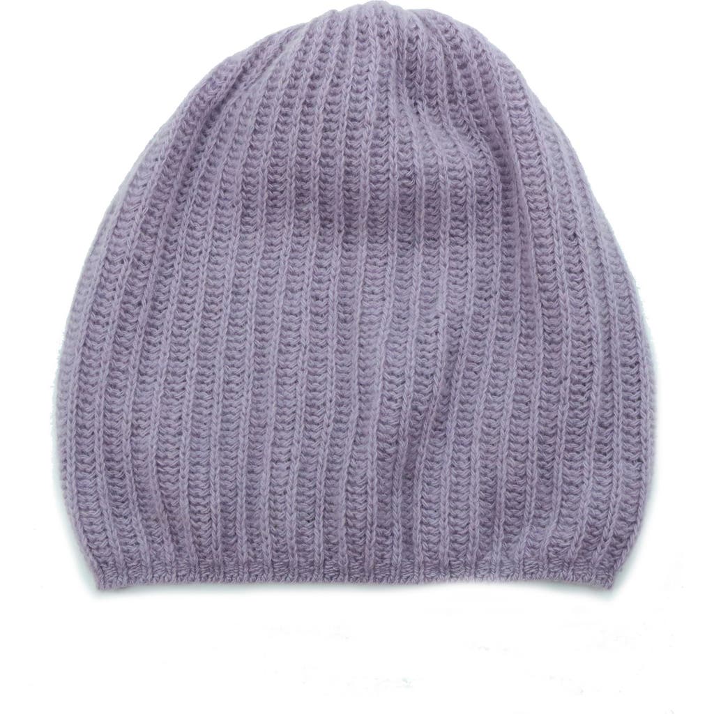 Shop Portolano Rib Knit Cashmere Beanie In Light Purple