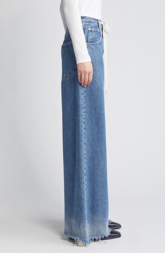 Shop Closed Morus Belted Wide Leg Jeans In Dark Blue