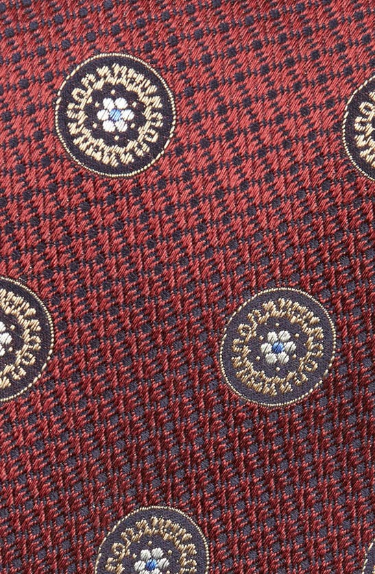 Shop Canali Medallion Silk Tie In Dark Red