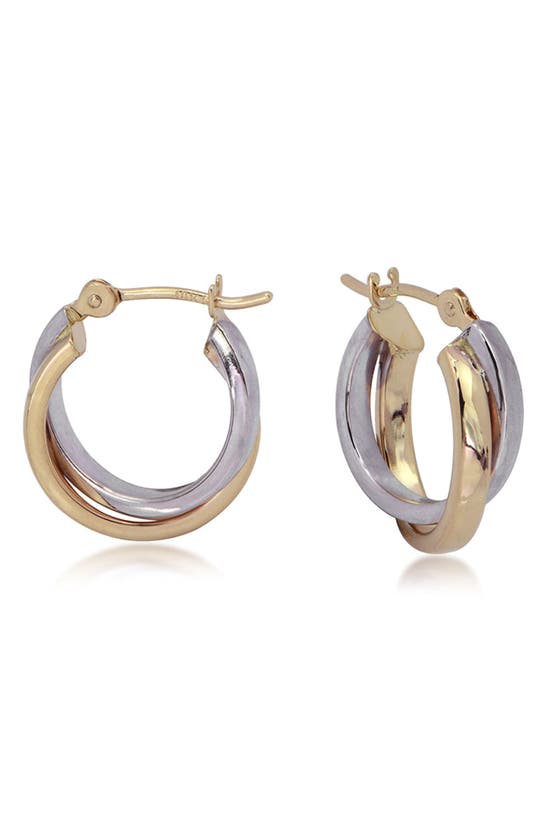 Shop Candela Jewelry 14k Gold Nested Hoop Earrings In Bi-color Gold