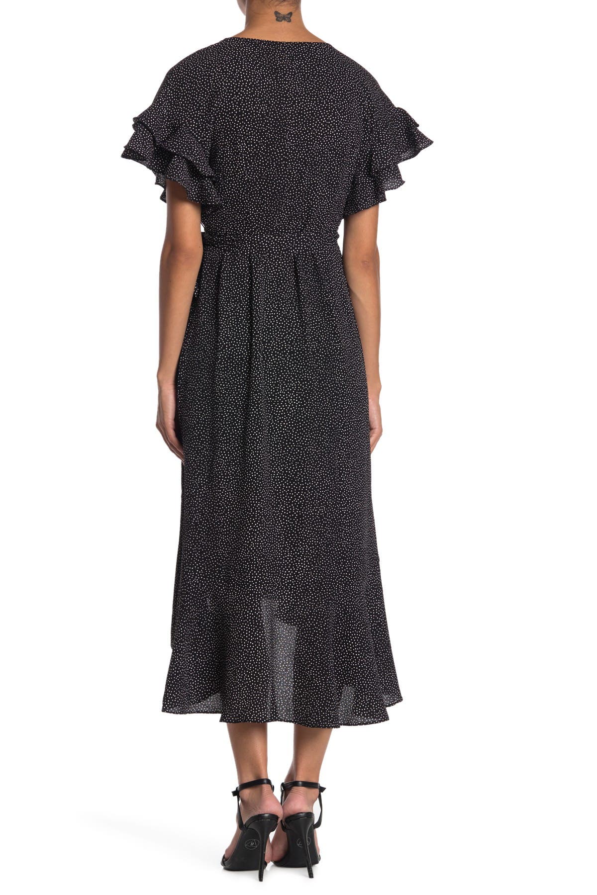 Max Studio Ruffle Crepe High Low Wrap Midi Dress Nordstrom Rack