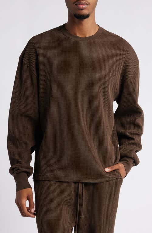 Shop Elwood Thermal Long Sleeve T-shirt In Vintage Chocolate