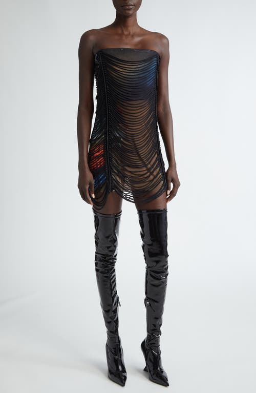 Jean Paul Gaultier x Shayne Oliver Slashing City Print Strapless Minidress Brown/Green/Blue/Red at Nordstrom,