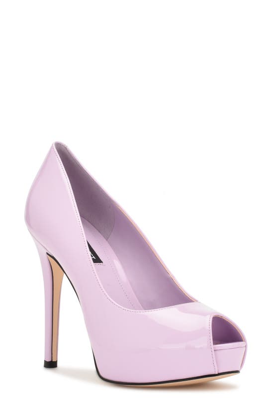 Nine West Hethr Peep Toe Platform Pump In Pink
