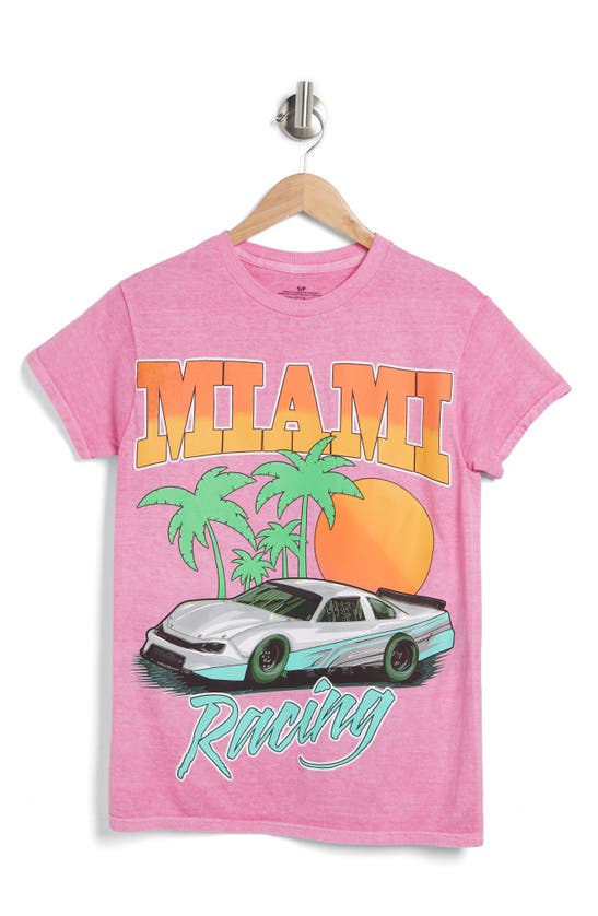 Philcos Miami Racing Graphic T-shirt In Hot Pink Pigment
