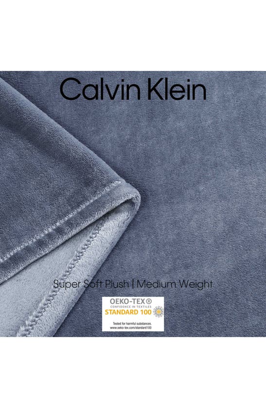 Shop Calvin Klein Core Plush Blanket In Slate B Lue