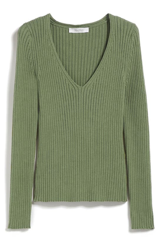 Shop Max Mara Calcio Rib Sweater In Sage Green