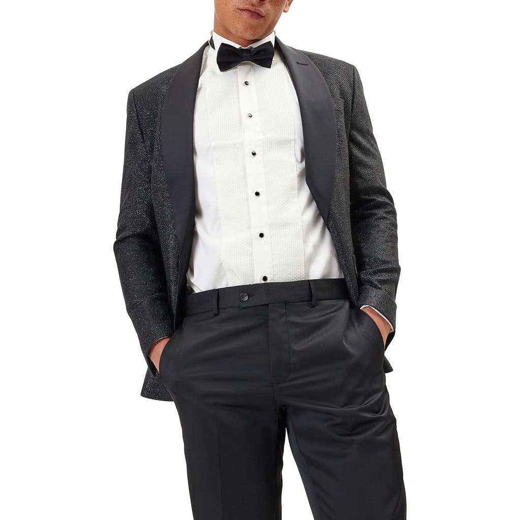 Ron Tomson Dazzling Sparkle Tuxedo Jacket In Black