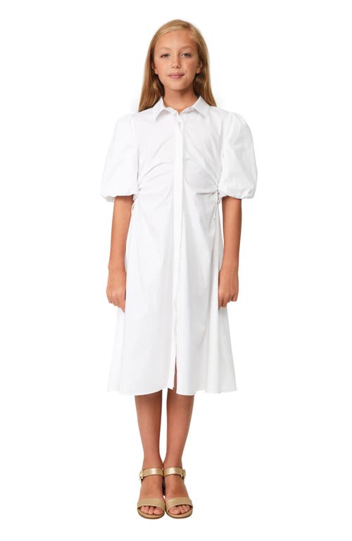 Shop Bardot Junior Kids' Puff Sleeve Midi Shirtdress In Orchid White