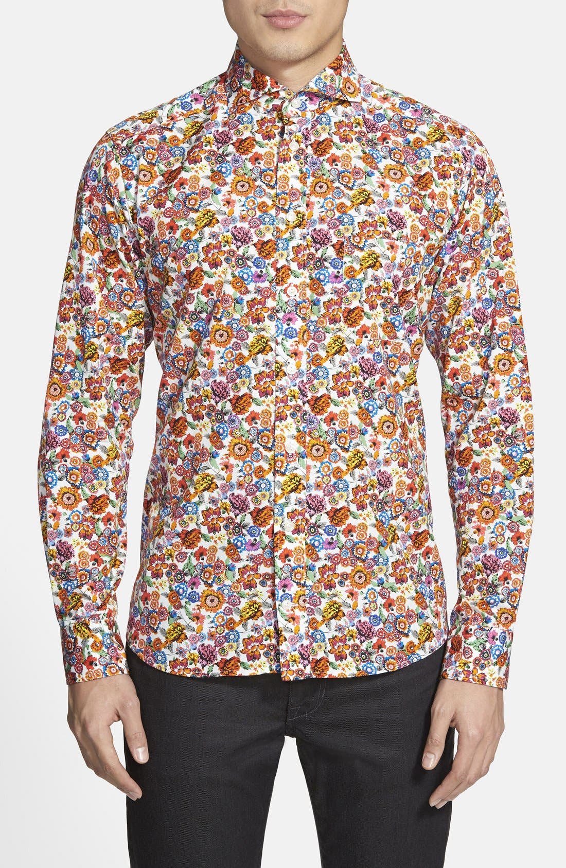 Eton Contemporary Fit Floral Print Sport Shirt | Nordstrom