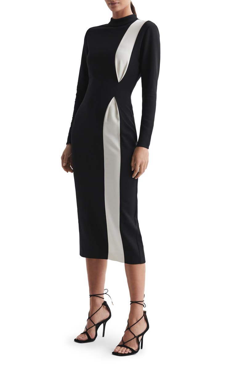 Reiss Millie Colorblock Long Sleeve Midi Dress | Nordstrom