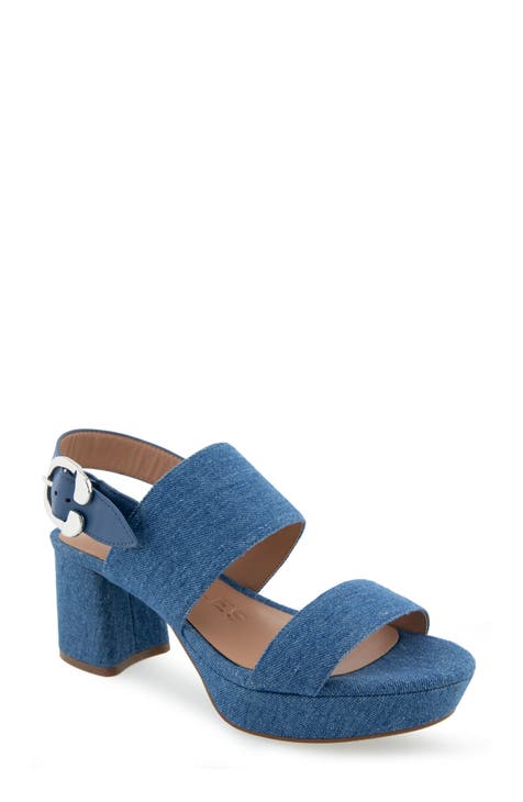 Women's Blue Heeled Sandals