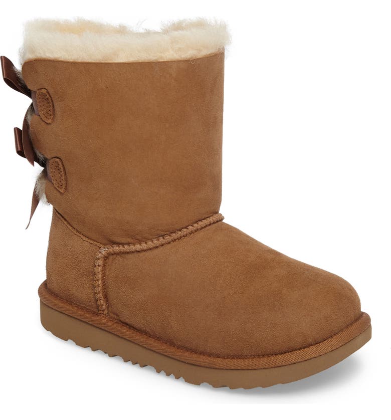 어그 키즈 베일리 보우 II 부츠 UGG Bailey Bow II Water Resistant Genuine Shearling Boot_CHESTNUT Brown SUEDE