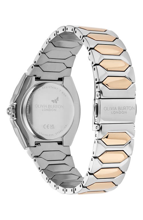 Olivia Burton Women's Lustre Silver And Rose Gold-tone Stainless Steel Bracelet Watch 34mm In Two Tone/blue