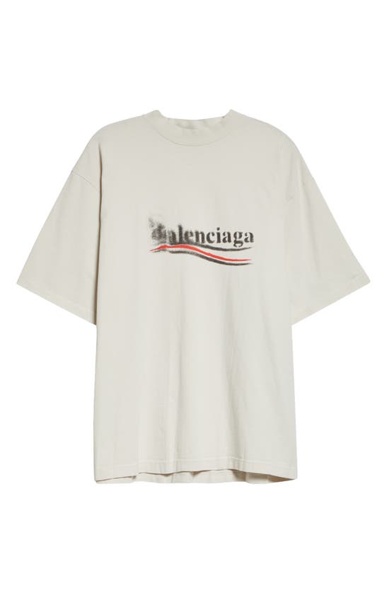 Shop Balenciaga Political Stencil Logo Graphic T-shirt In Ecru/ Black