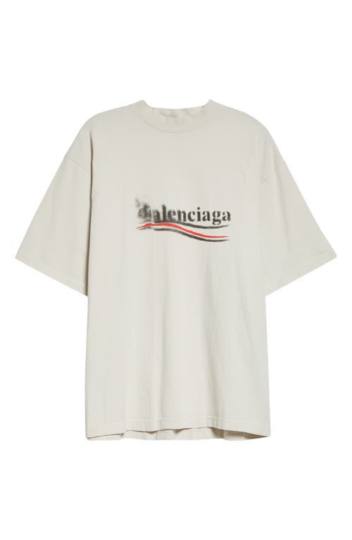 Shop Balenciaga Political Stencil Logo Graphic T-shirt In Ecru/black