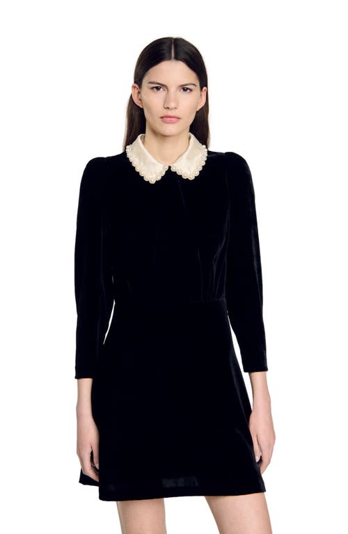 Shop Sandro Velvet Dress In Black