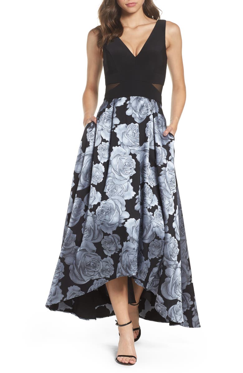 Xscape Jersey & Brocade High/Low Gown | Nordstrom
