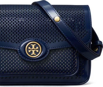 Tory Burch 'robinson' Double Zip Leather Crossbody Bag in Blue