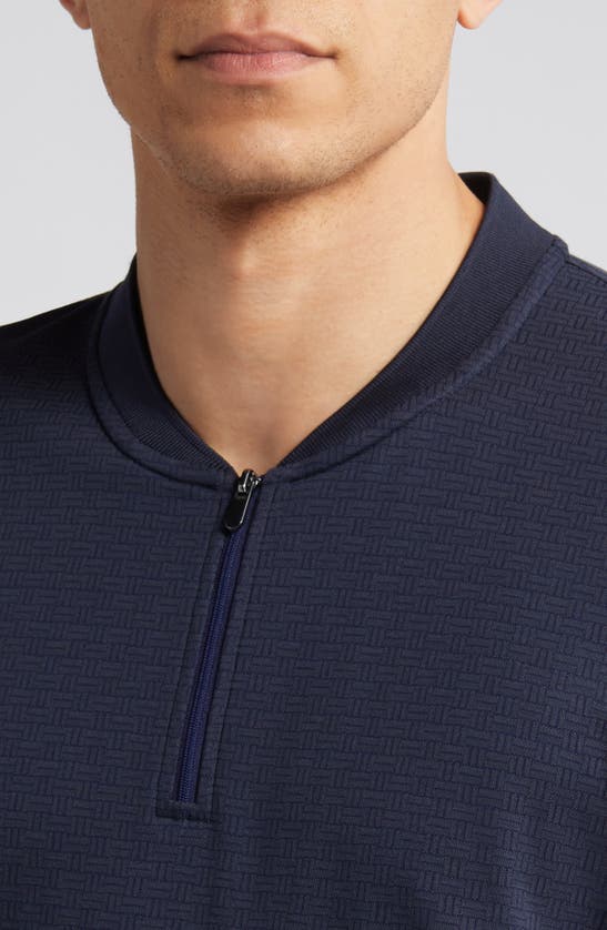 Shop Johnston & Murphy Jacquard Pima Cotton Blend Polo In Navy