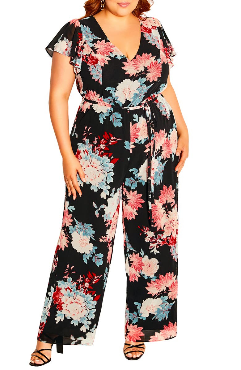 Plus Size Spring Outfit with Plus Size Floral Jumpsuit
