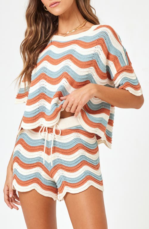 Shop L*space Lspace Make Waves Stripe Short Sleeve Cover-up Shirt In Del Mar Stripe