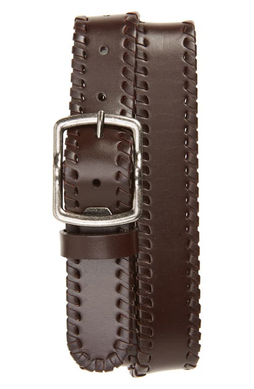 Shop Nordstrom Grant Whipstitch Leather Belt In Dark Brown