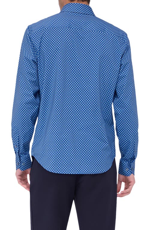 Shop Bugatchi James Ooohcotton® Diamond Check Button-up Shirt In Night Blue